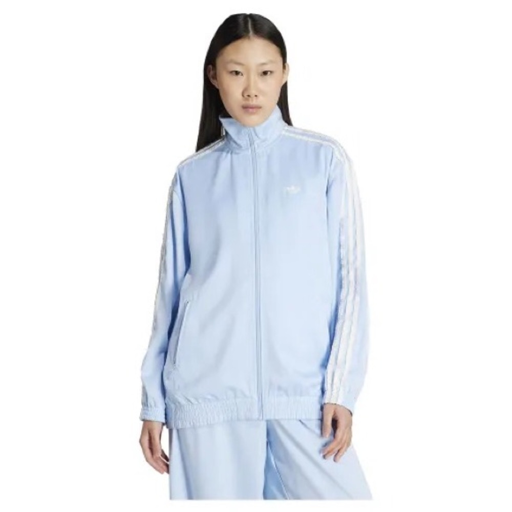 adidas [XS] Satin Ruffle 3-Stripes Track Jacket - Clear Sky KC8814